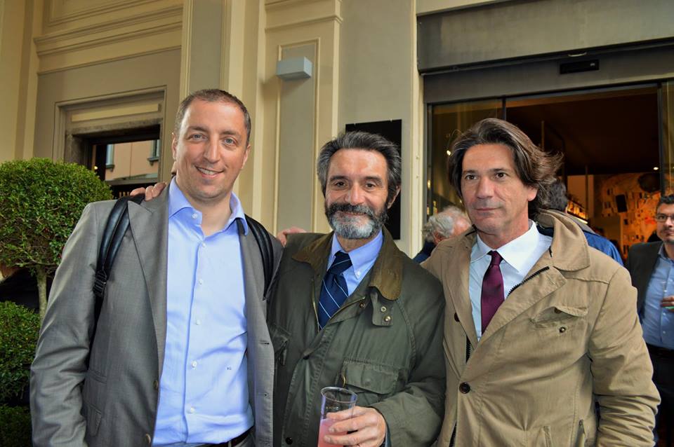 Piero Galparoli con il candidato sindaco Paolo Orrigoni e il sindaco Attilio Fontana